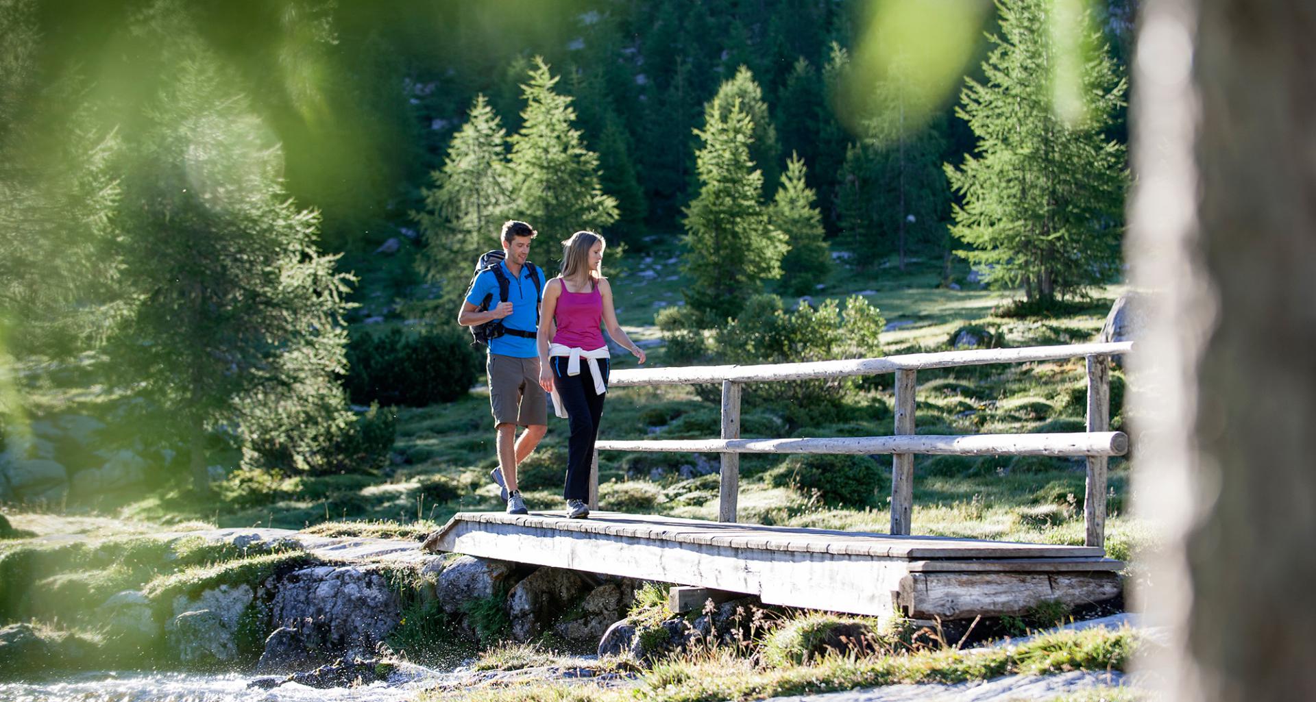 Wanderer auf einer Brücke